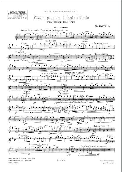 Pavane Pour Une Infante Defunte Hautbois-Piano